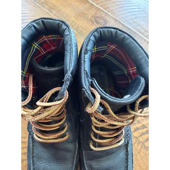 Polo Ralph Lauren Men’s Leather Boots Black Willingcott Flannel Lined 10D Grunge main image 6